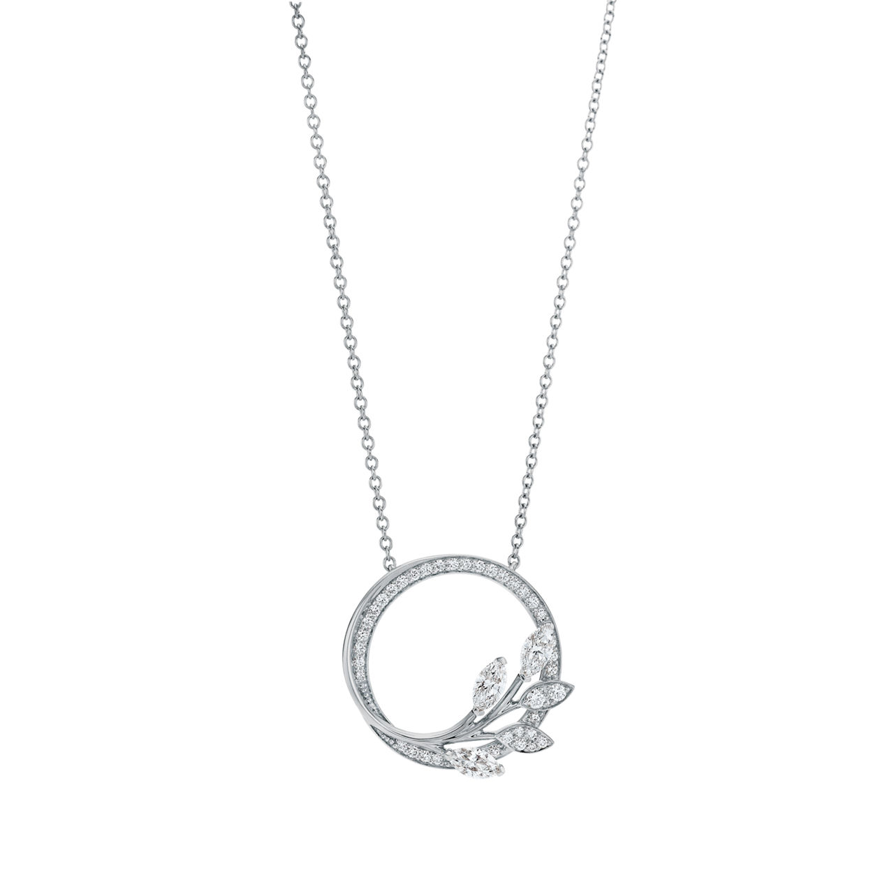 Tiffany Victoria®:Diamond Vine Circle Pendant in Platinum  image number 3