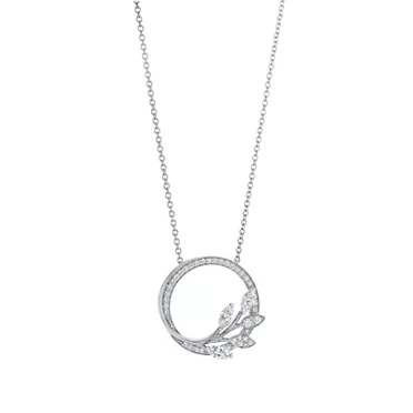 Tiffany Victoria®:Diamond Vine Circle Pendant in Platinum , 3
