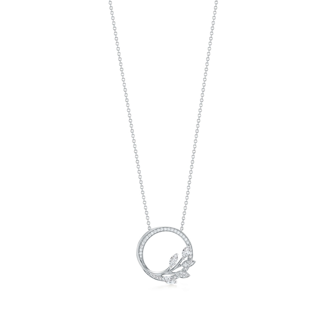 Tiffany Victoria®:Diamond Vine Circle Pendant in Platinum  image number 0