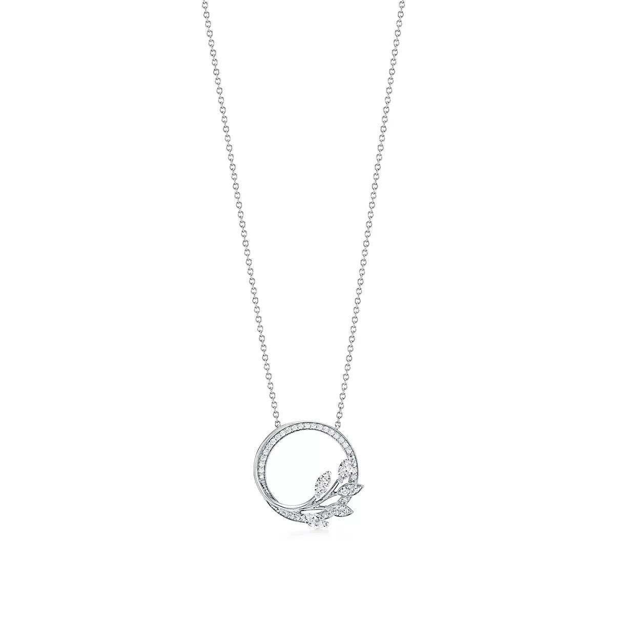 Tiffany Victoria Pendant w/Chain 플래티늄 라운드 브릴리언트 다이아몬드 One Scale