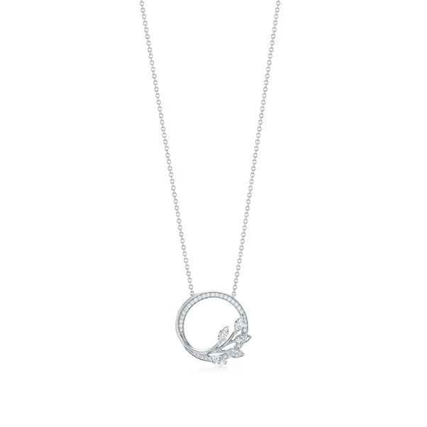 Tiffany Victoria®:Diamond Vine Circle Pendant in Platinum 