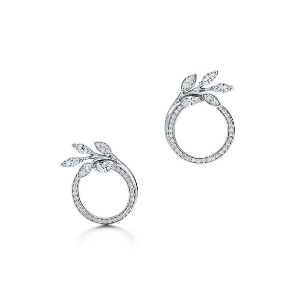 Tiffany Victoria®:Diamond Vine Circle Earrings in Platinum 