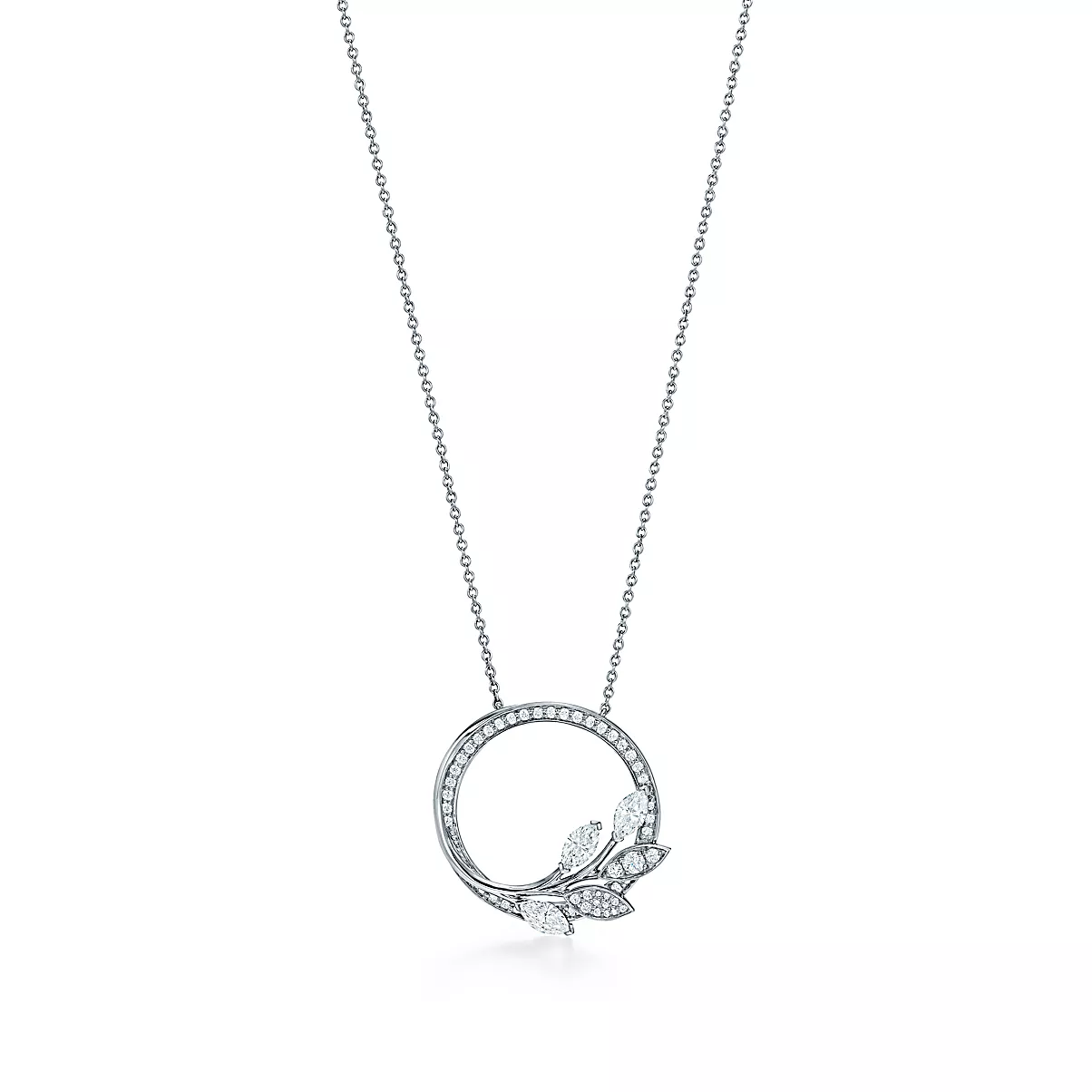 Tiffany Victoria Pendant w/Chain 플래티늄 라운드 브릴리언트 다이아몬드 One Scale