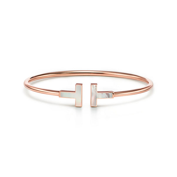 Tiffany T:Wire Bracelet in Rose Gold with Mother-of-pearl