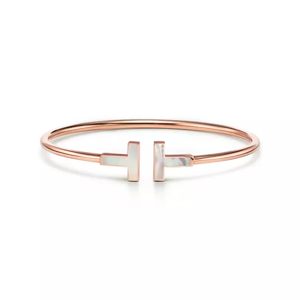 Wire Bracelet in Rose Gold with Mother-of-pearl
