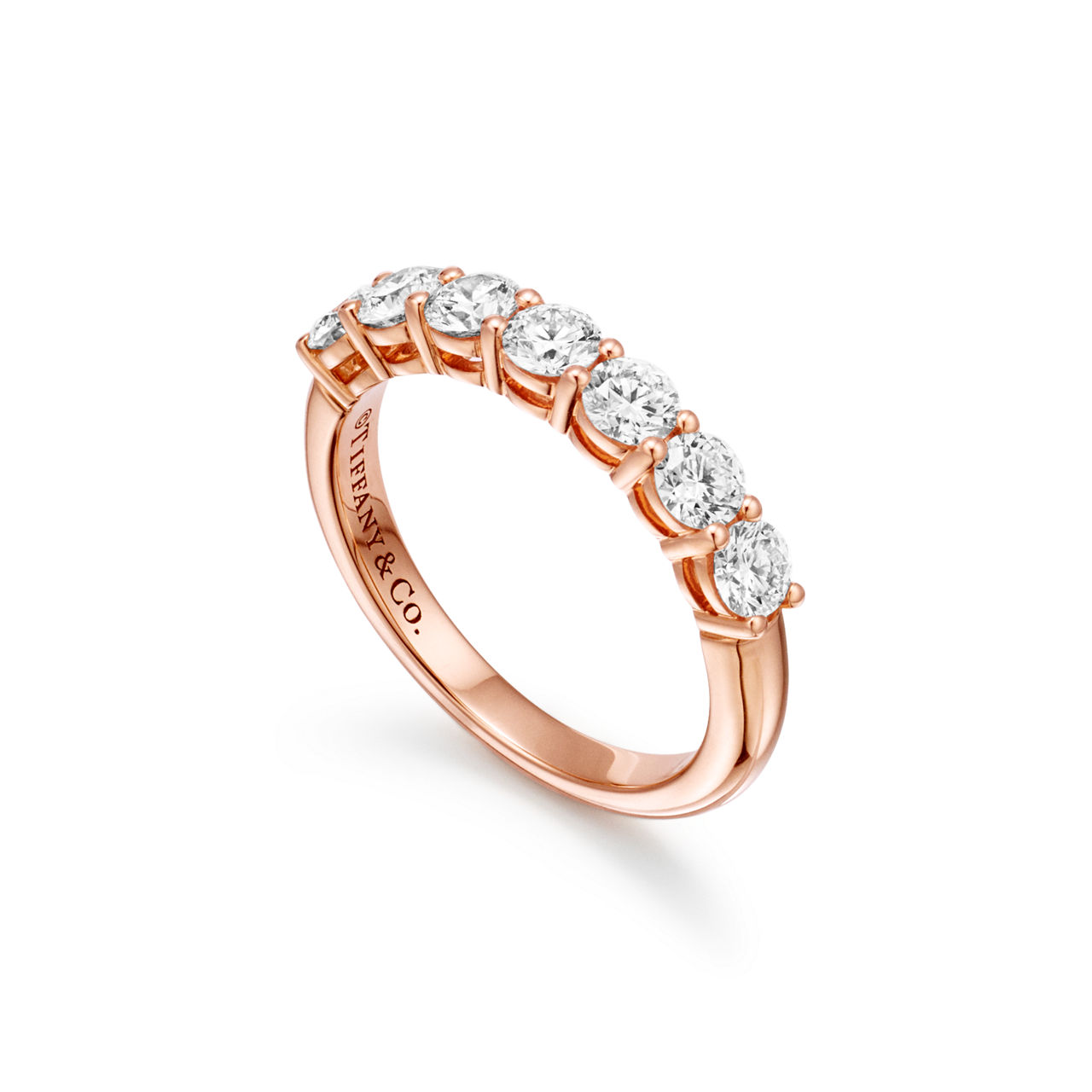 Tiffany Forever:Band Ring in Rose Gold with a Half-circle of Diamonds, 3.5 mm image number 2