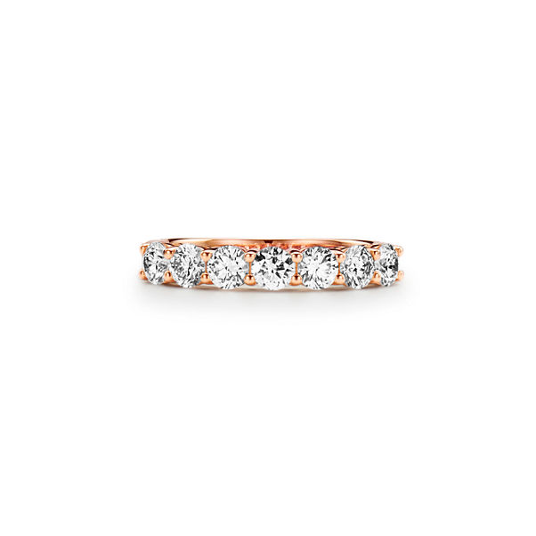 Tiffany Forever:Band Ring in Rose Gold with a Half-circle of Diamonds, 3.5 mm