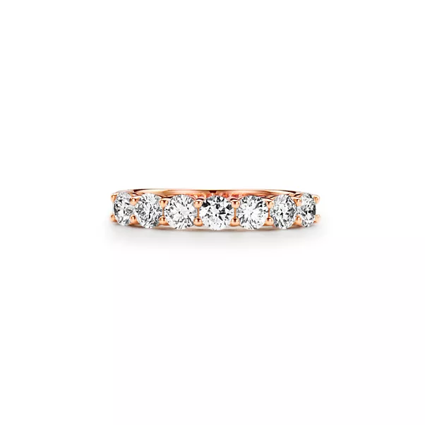 Band Ring in Rose Gold with a Half-circle of Diamonds, 3.5 mm