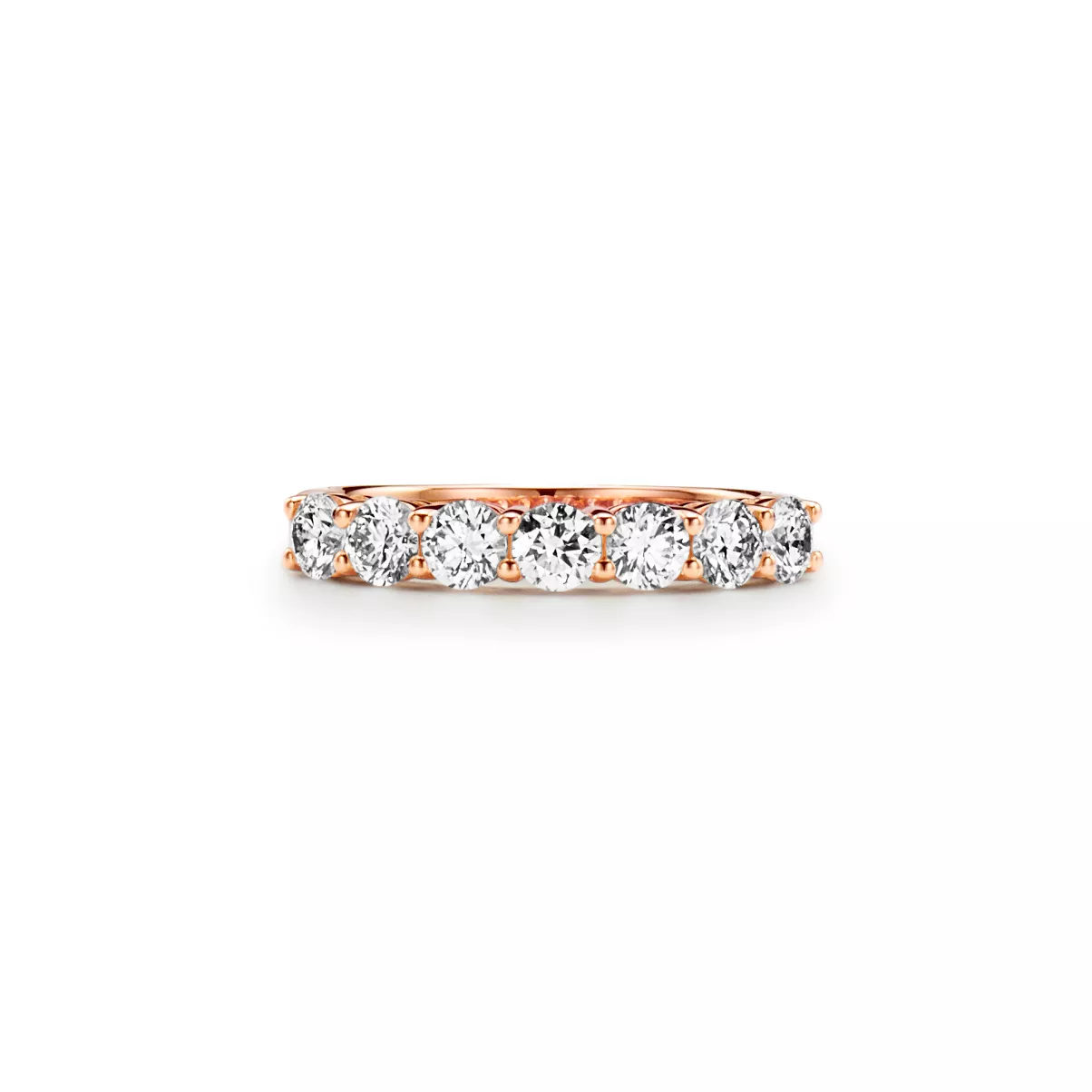 Band Ring in Rose Gold with a Half-circle of Diamonds, 3.5 mm