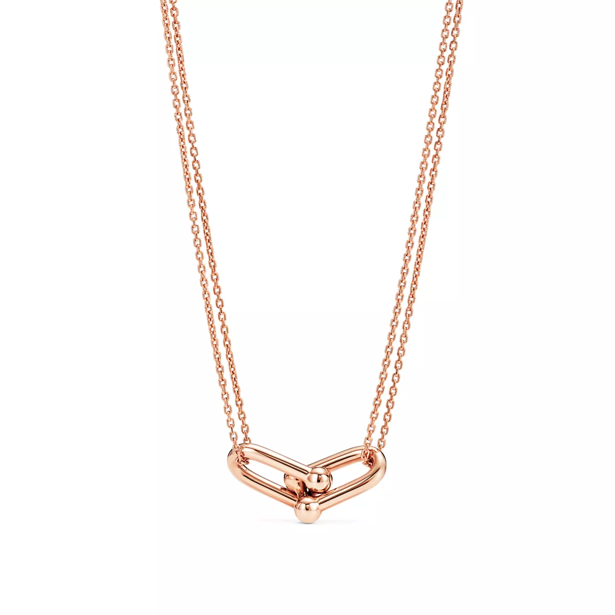 Large Double Link Pendant in Rose Gold