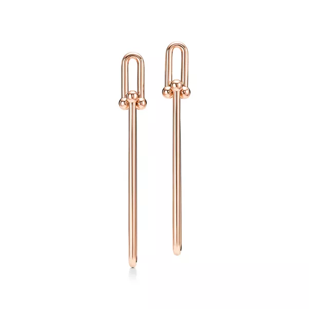 Doppelte lange Gliederohrringe in Roségold