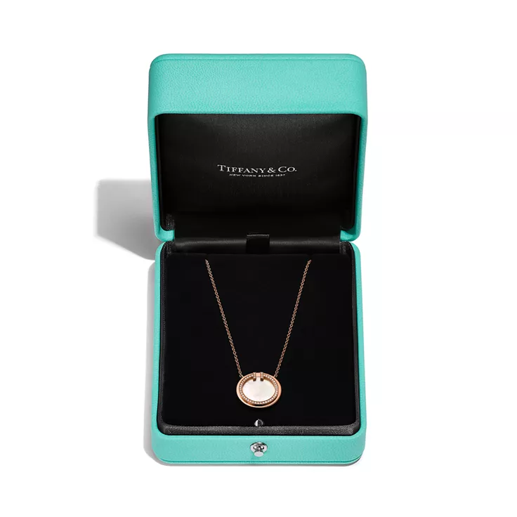 Tiffany T:Colgante circular de diamantes y nácar de oro rosa, 4