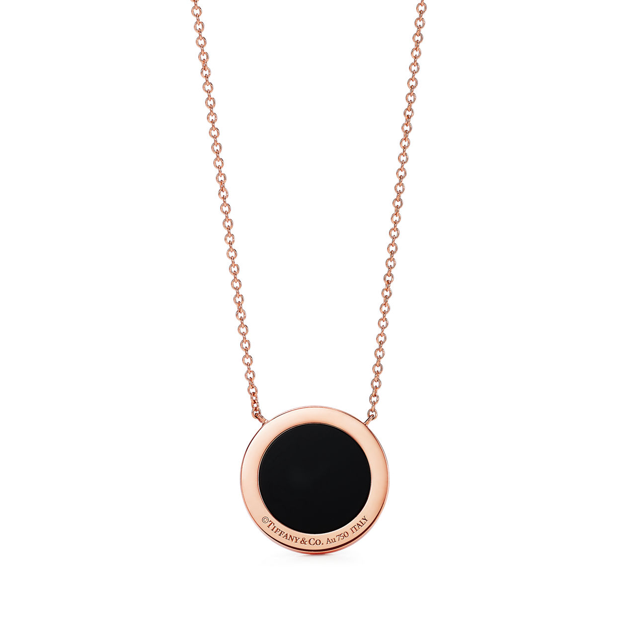 Tiffany T:Diamond and Black Onyx Circle Pendant in Rose Gold image number 2