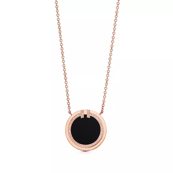 Circle Anhänger mit Diamant und schwarzem Onyx in Roségold
