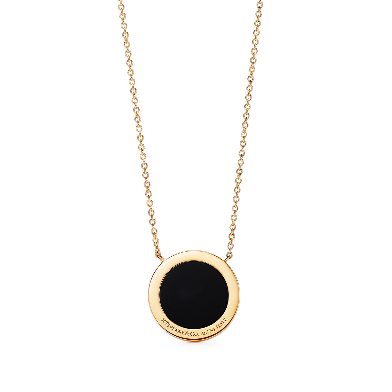 Tiffany T:Diamond and Black Onyx Circle Pendant in Yellow Gold image number 2