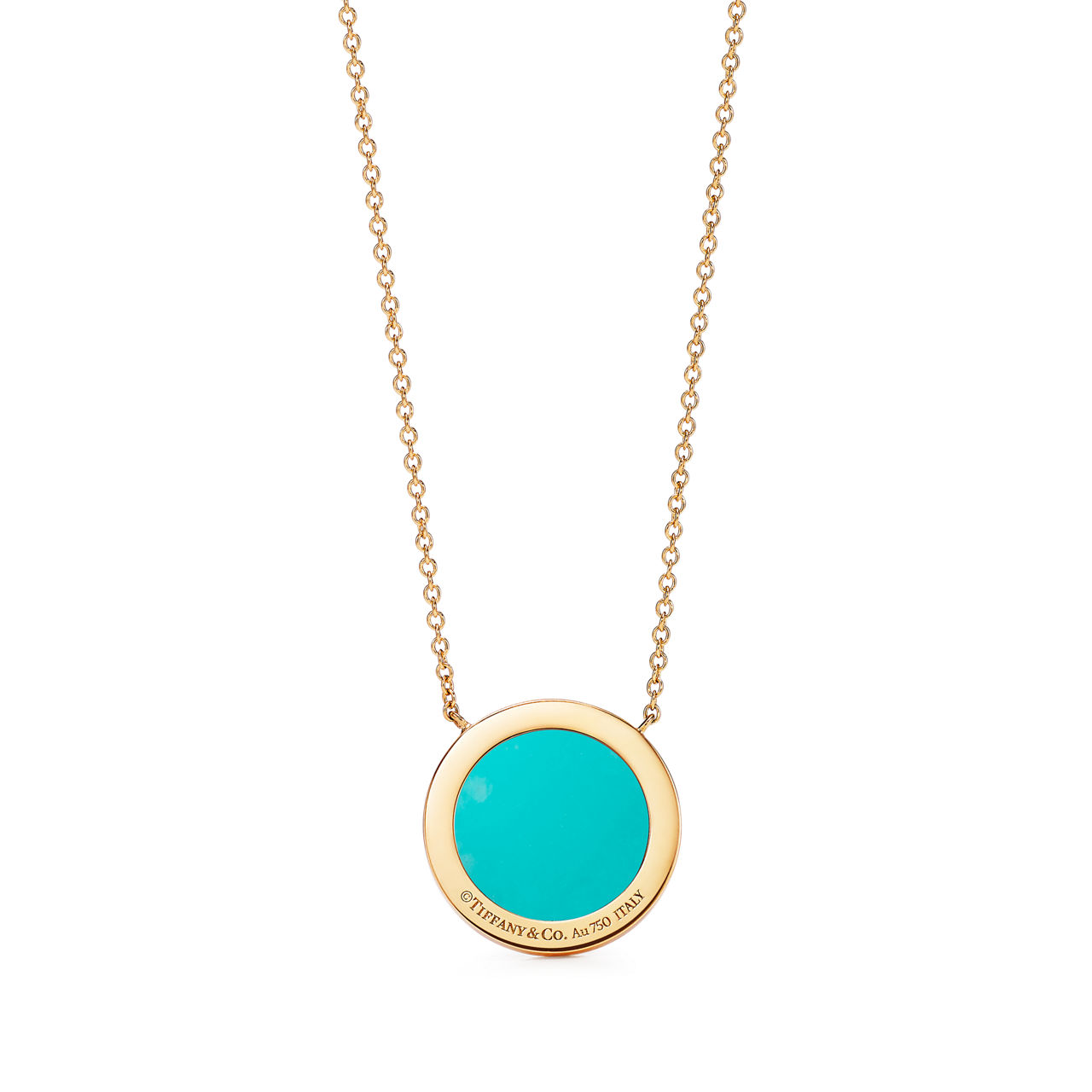 Tiffany T:Diamond and Turquoise Circle Pendant in Yellow Gold image number 2