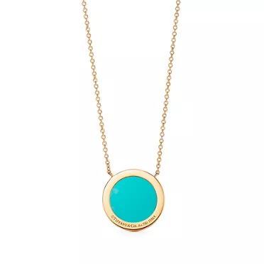Collezione Tiffany T:Pendente Circle con turchese e diamanti in oro giallo, 2