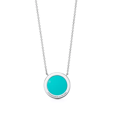 Tiffany T:Diamond and Turquoise Circle Pendant in White Gold, 2