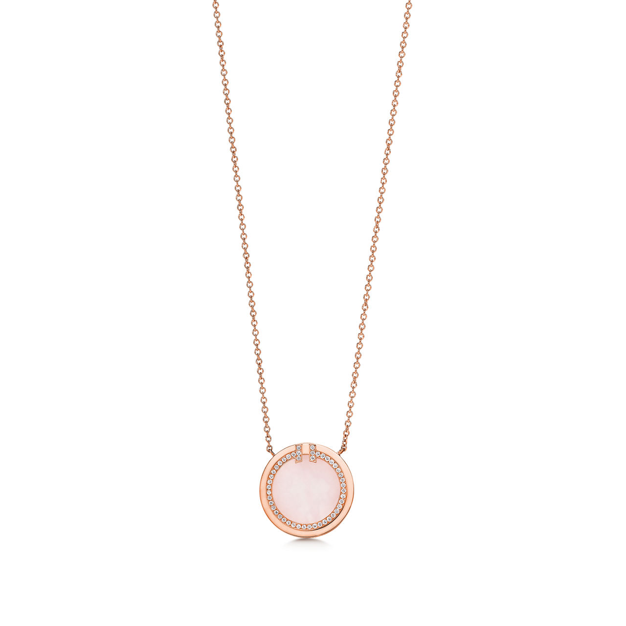 Tiffany T:Circle Anhänger mit Diamant und rosa Opal in Roségold Bildnummer 0