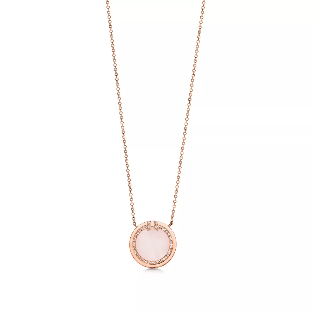 Pendente Circle con opale rosa e diamanti in oro rosa