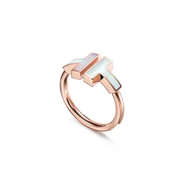 Tiffany T:Wire Ring in Rose Gold with Mother-of-pearl, 2