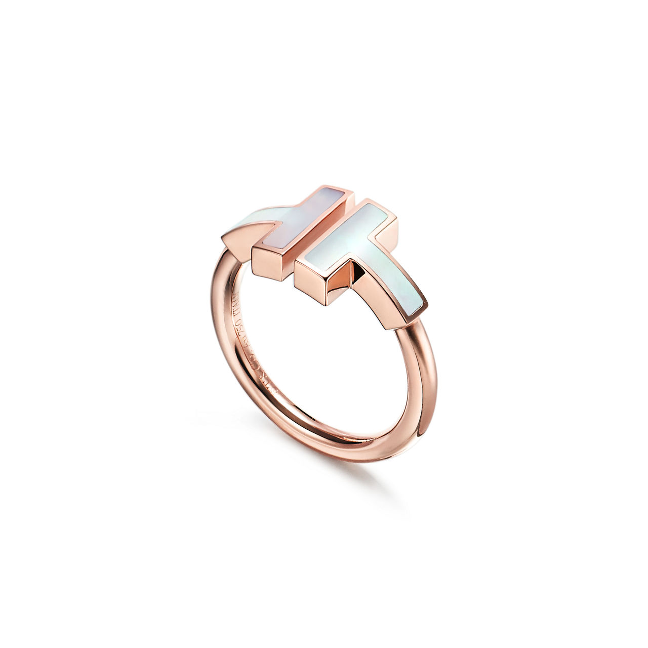 Tiffanyリング Tiffany T:Wire Ring in Rose Gold with Mother-of-pearl | Tiffany