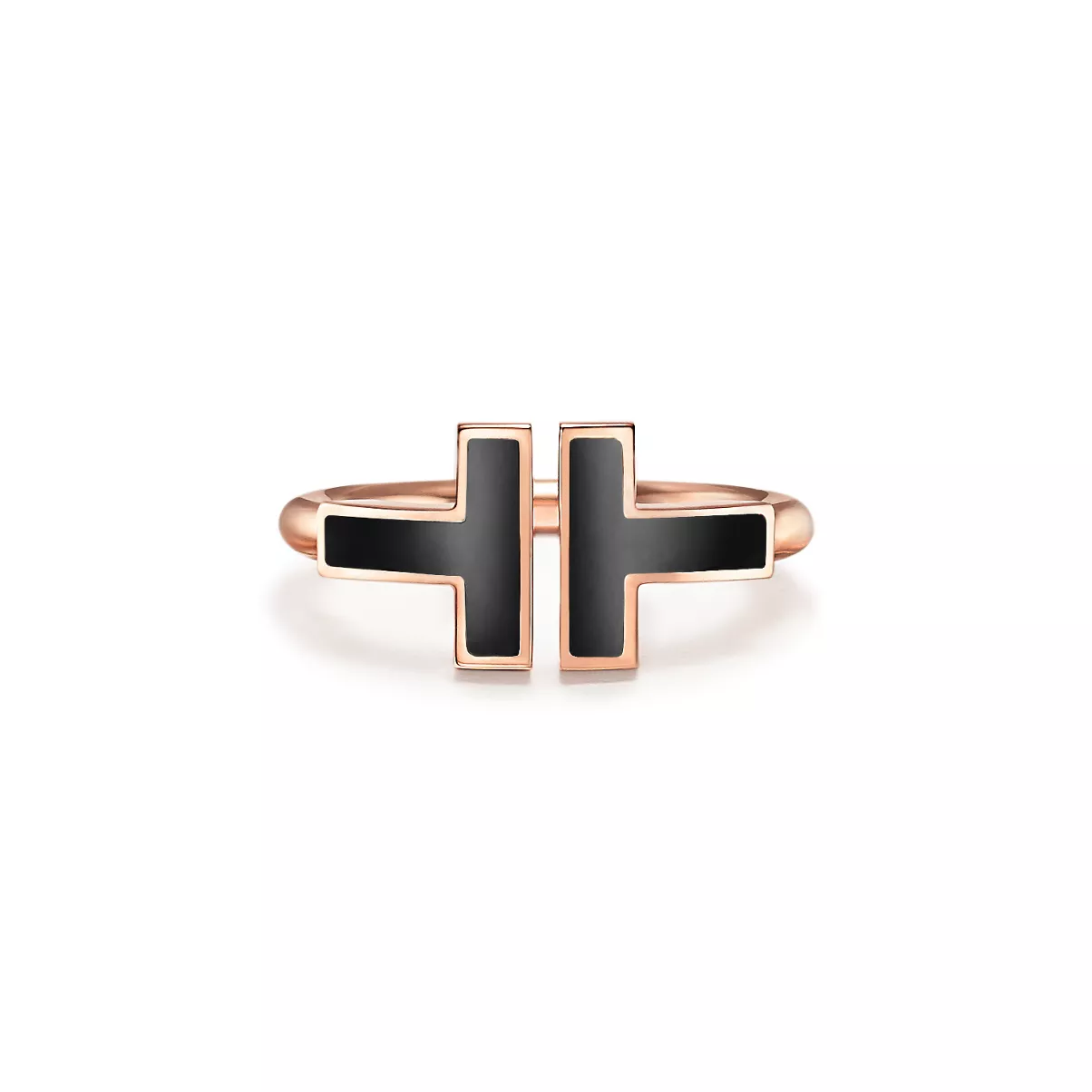 Black Onyx Wire Ring in Rose Gold