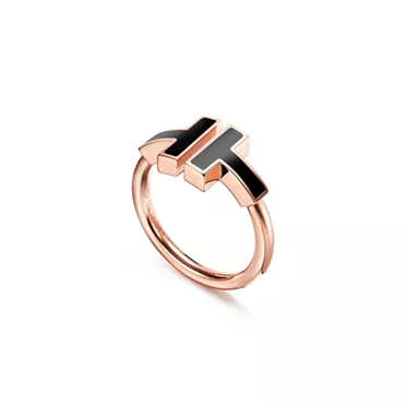 Tiffany T:Black Onyx Wire Ring in Rose Gold, 2
