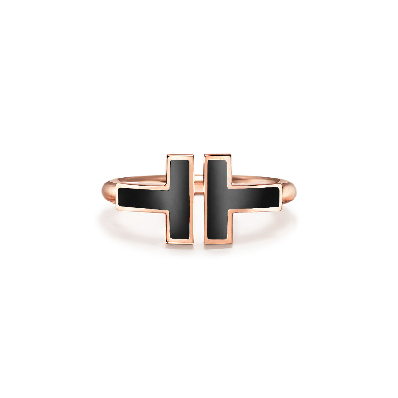 Black Onyx Wire Ring in Rose Gold