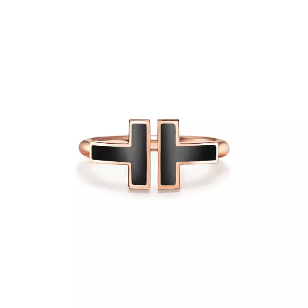 Black Onyx Wire Ring in Rose Gold