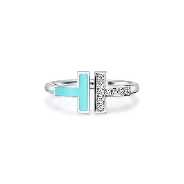 Bague Wire turquoise et diamants en or blanc 18 carats