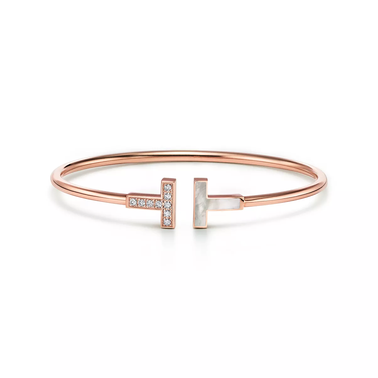 Bracciale Wire in oro rosa con diamanti e madreperla