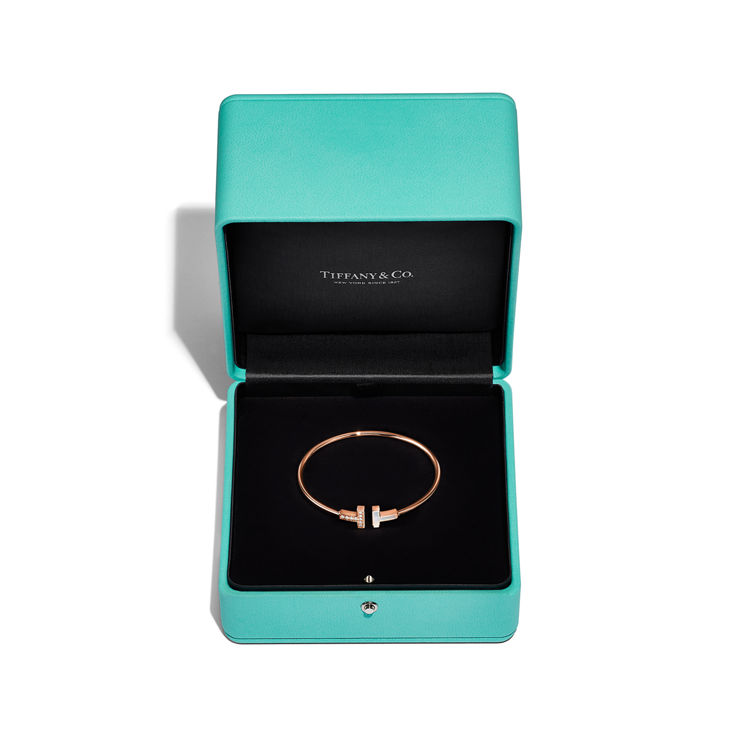 Collezione Tiffany T:Bracciale Wire in oro rosa con diamanti e madreperla numero immagine 4