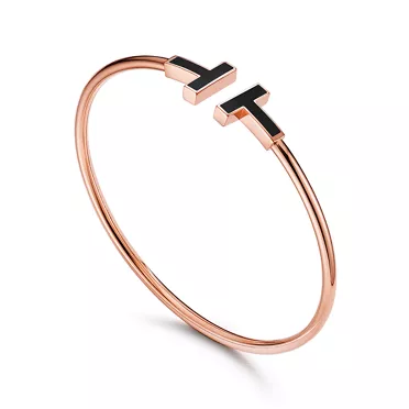 Tiffany T:Black Onyx Wire Bracelet in Rose Gold, 2