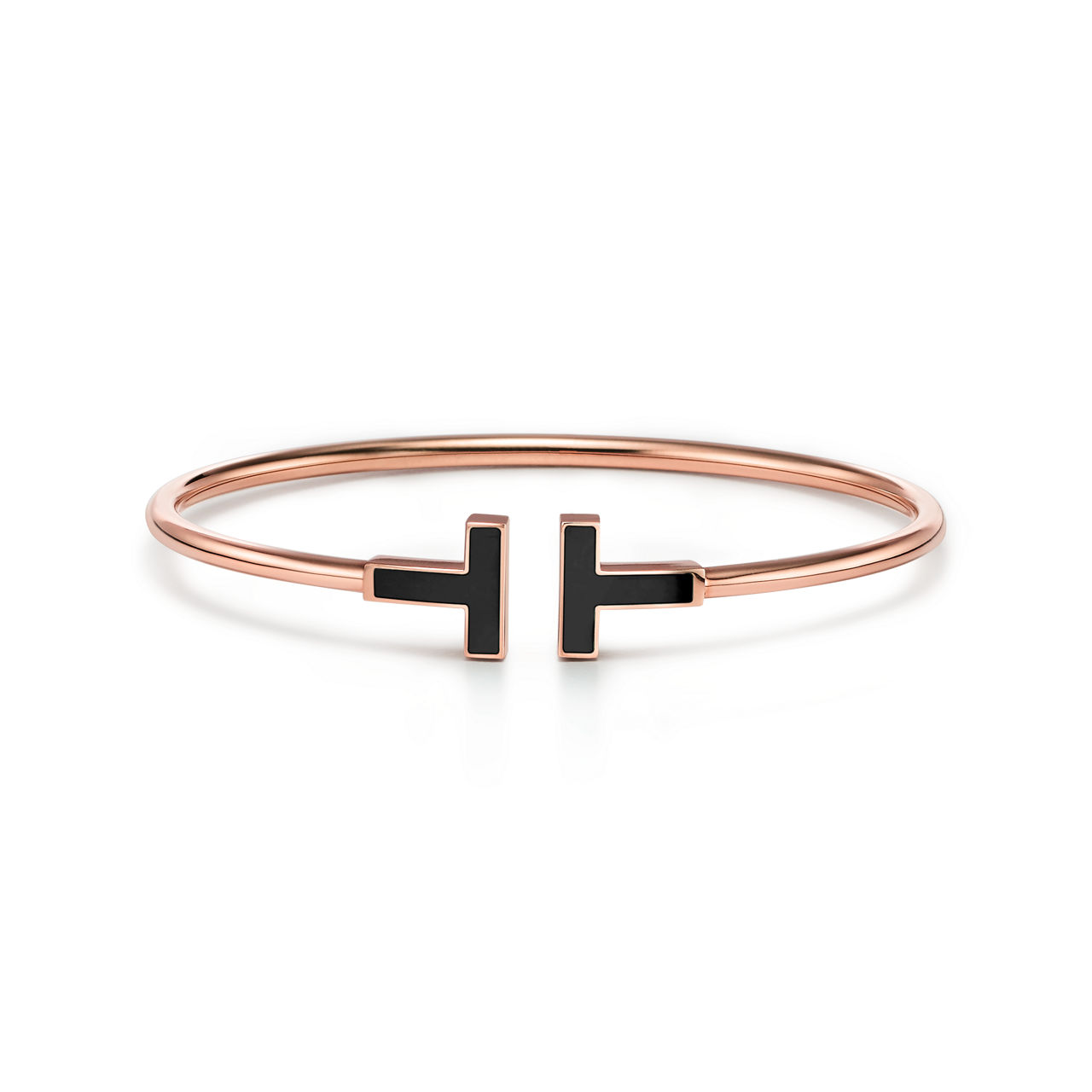 Wire Armreif mit schwarzem Onyx in Roségold
