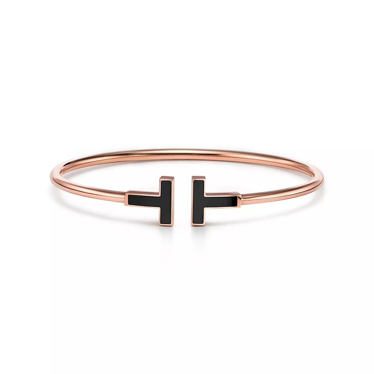 Black Onyx Wire Bracelet in Rose Gold