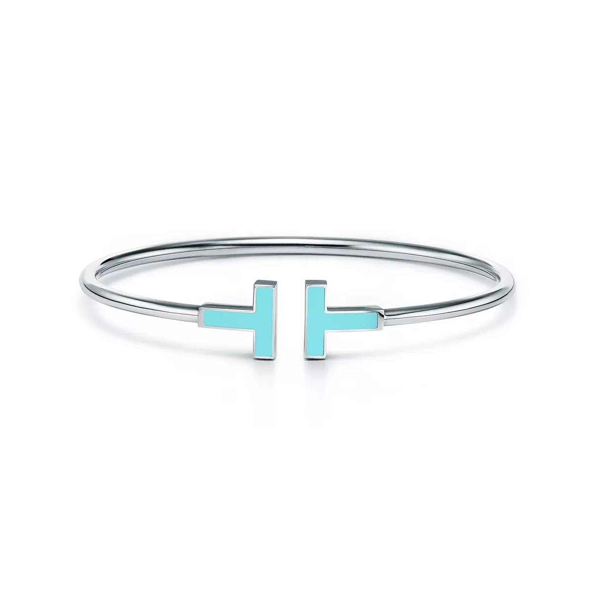 Turquoise Wire Bracelet in White Gold