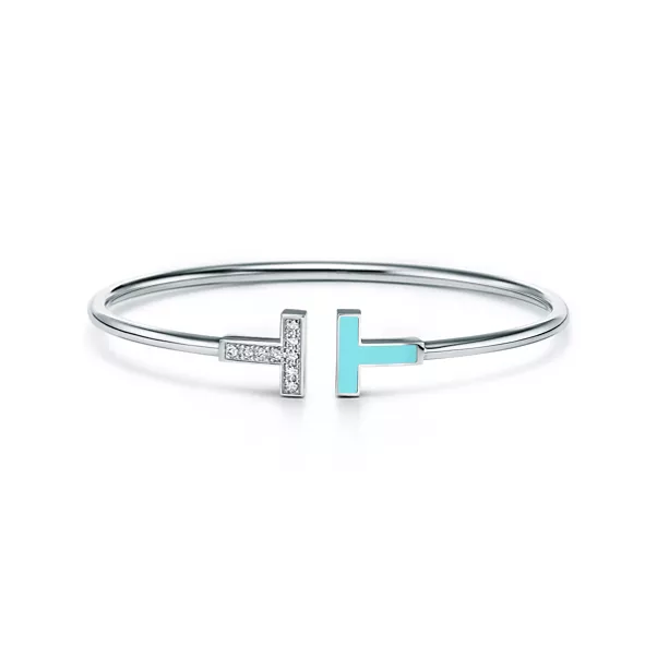 Bracelet Wire turquoise et diamants en or blanc 18 carats