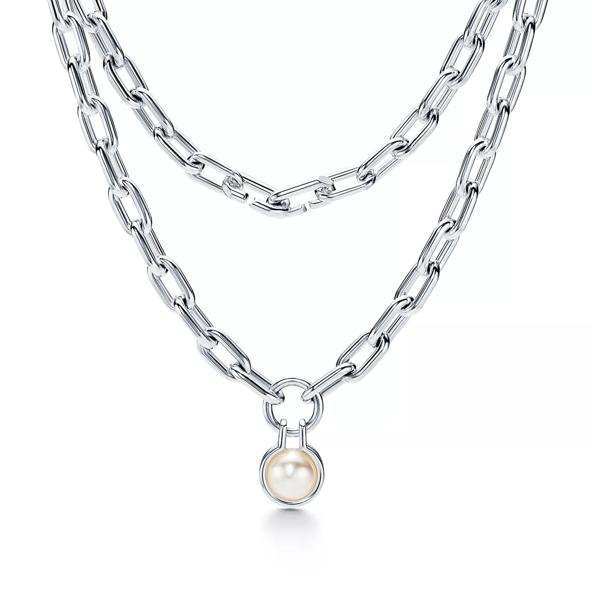 Freshwater Pearl Necklace in Sterling Silver, 32" in Sterling Silver