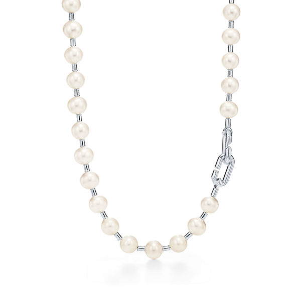 Tiffany HardWear:Freshwater Pearl Necklace in Sterling Silver, 16" 