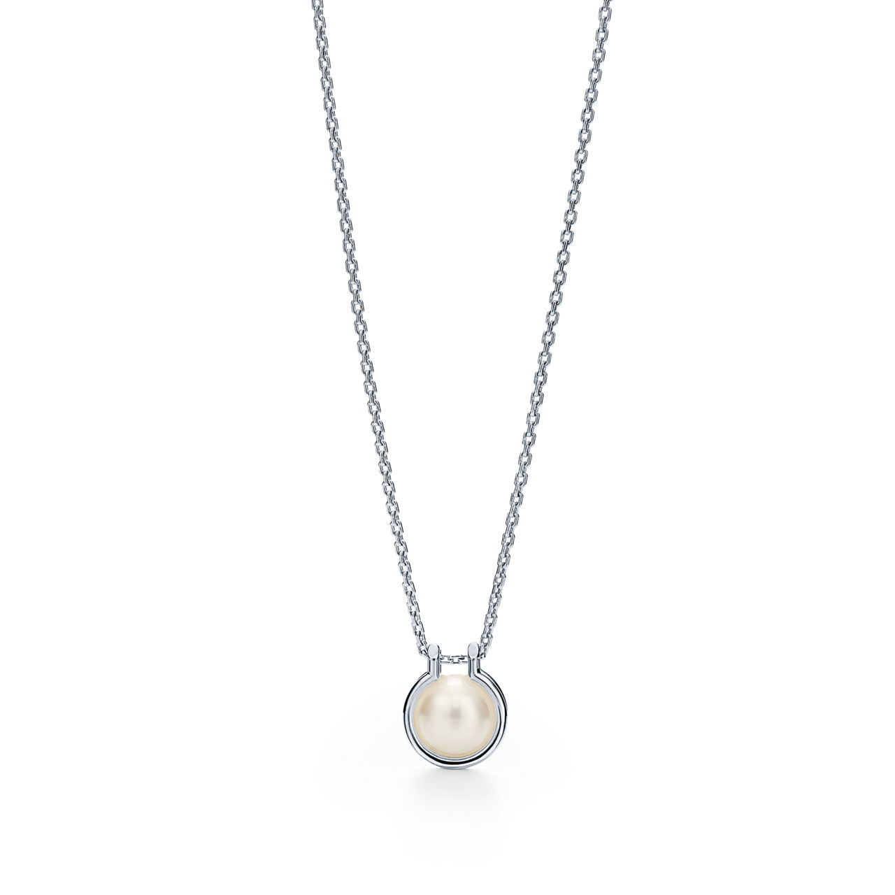 Freshwater Pearl Link Pendant in Sterling Silver, 16–18" 