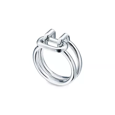Tiffany HardWear:Anillo de dos hileras de plata de ley, 2