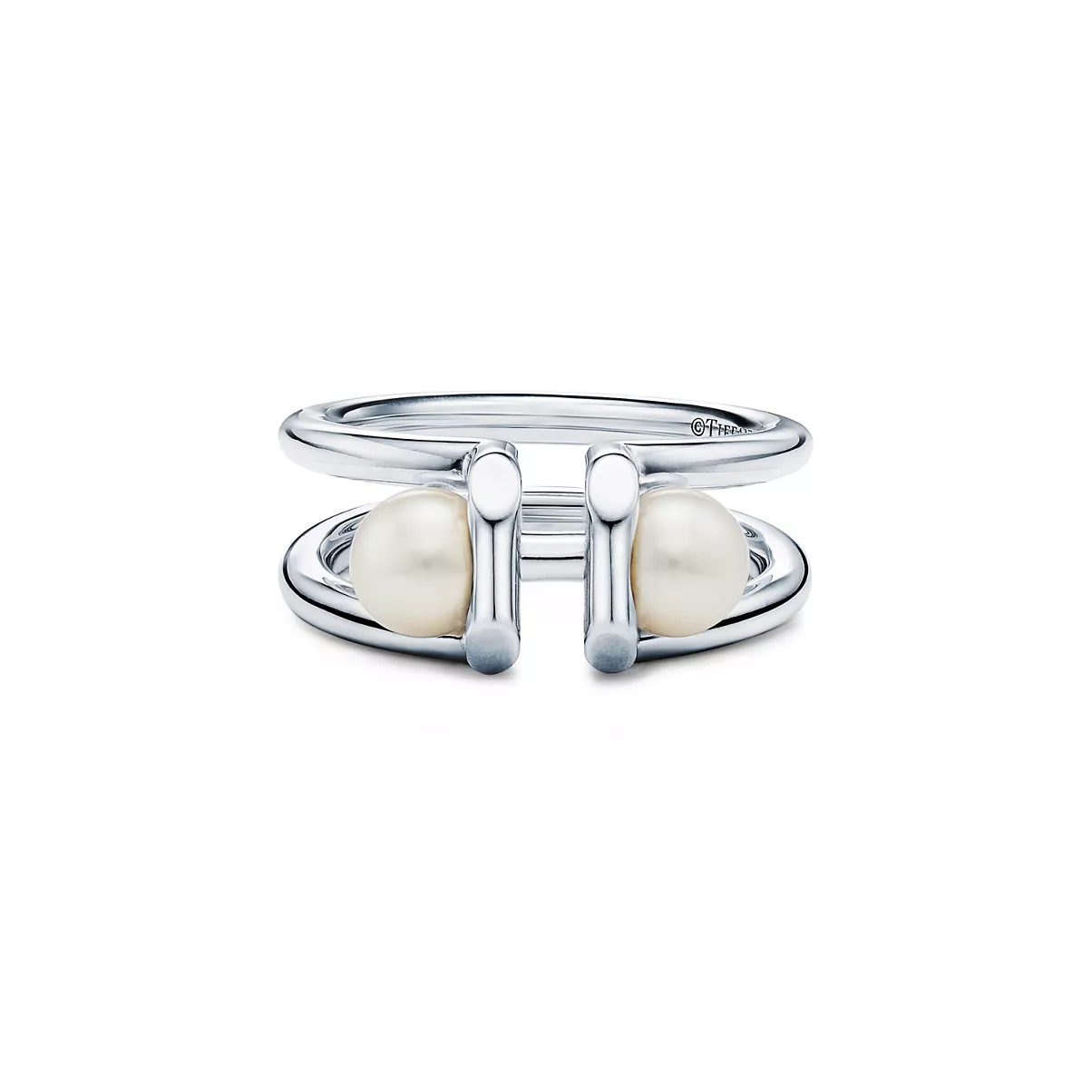 Double Pearl Ring in Sterling Silver in Sterling Silver