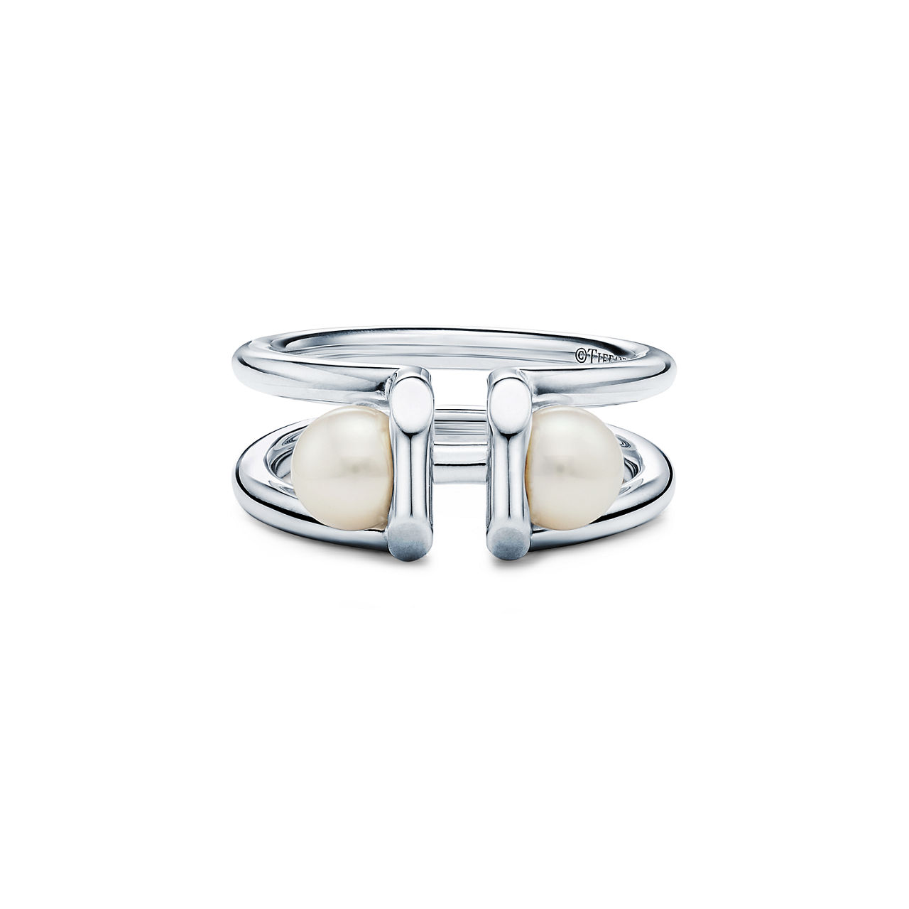 Doppel-Perlenring in Sterlingsilber