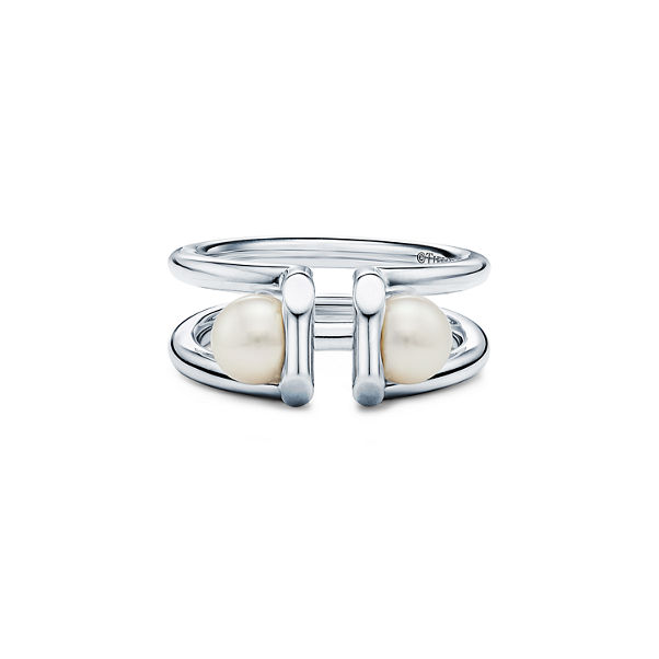 Tiffany HardWear:Double Pearl Ring in Sterling Silver 