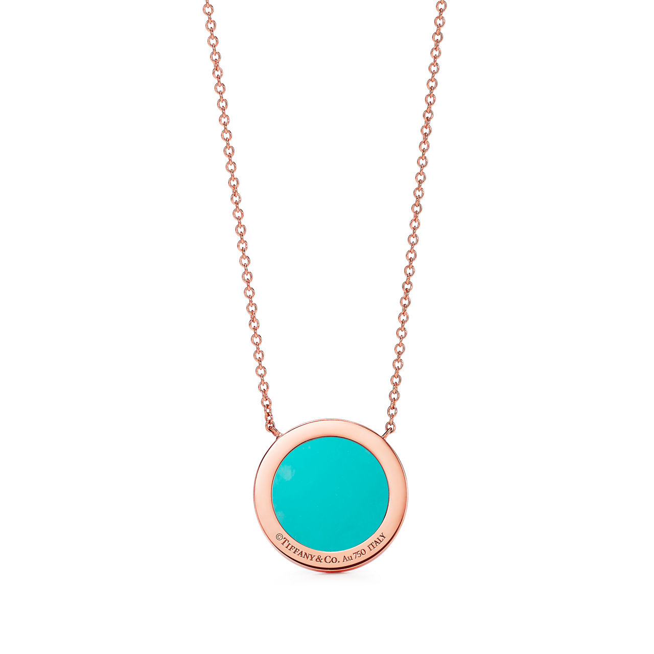 Tiffany T:Diamond and Turquoise Circle Pendant in Rose Gold image number 2