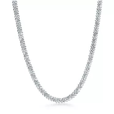 Tiffany Victoria®:Diamond Vine Necklace in Platinum, 16", 2