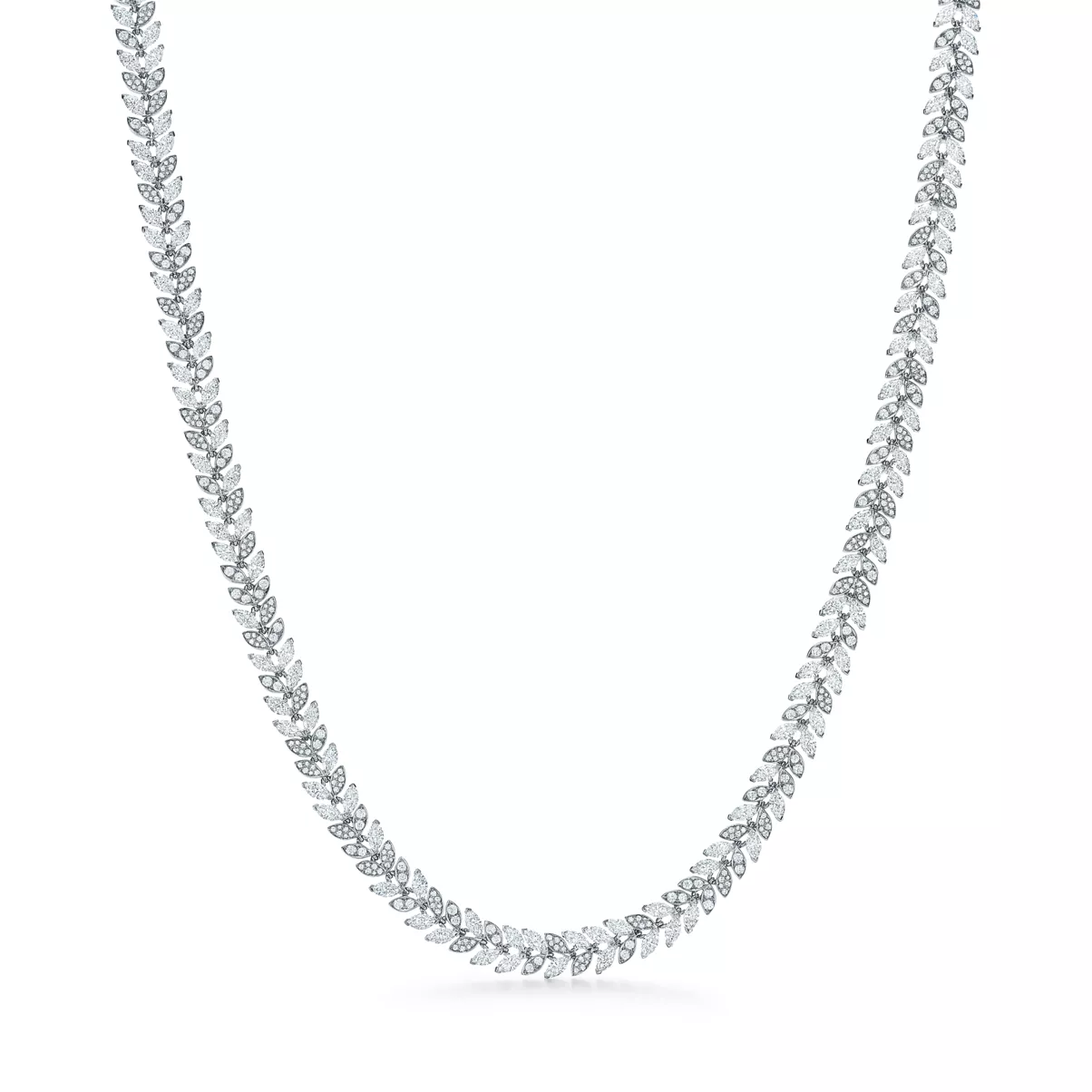 Diamond Vine Necklace in Platinum, 16" 