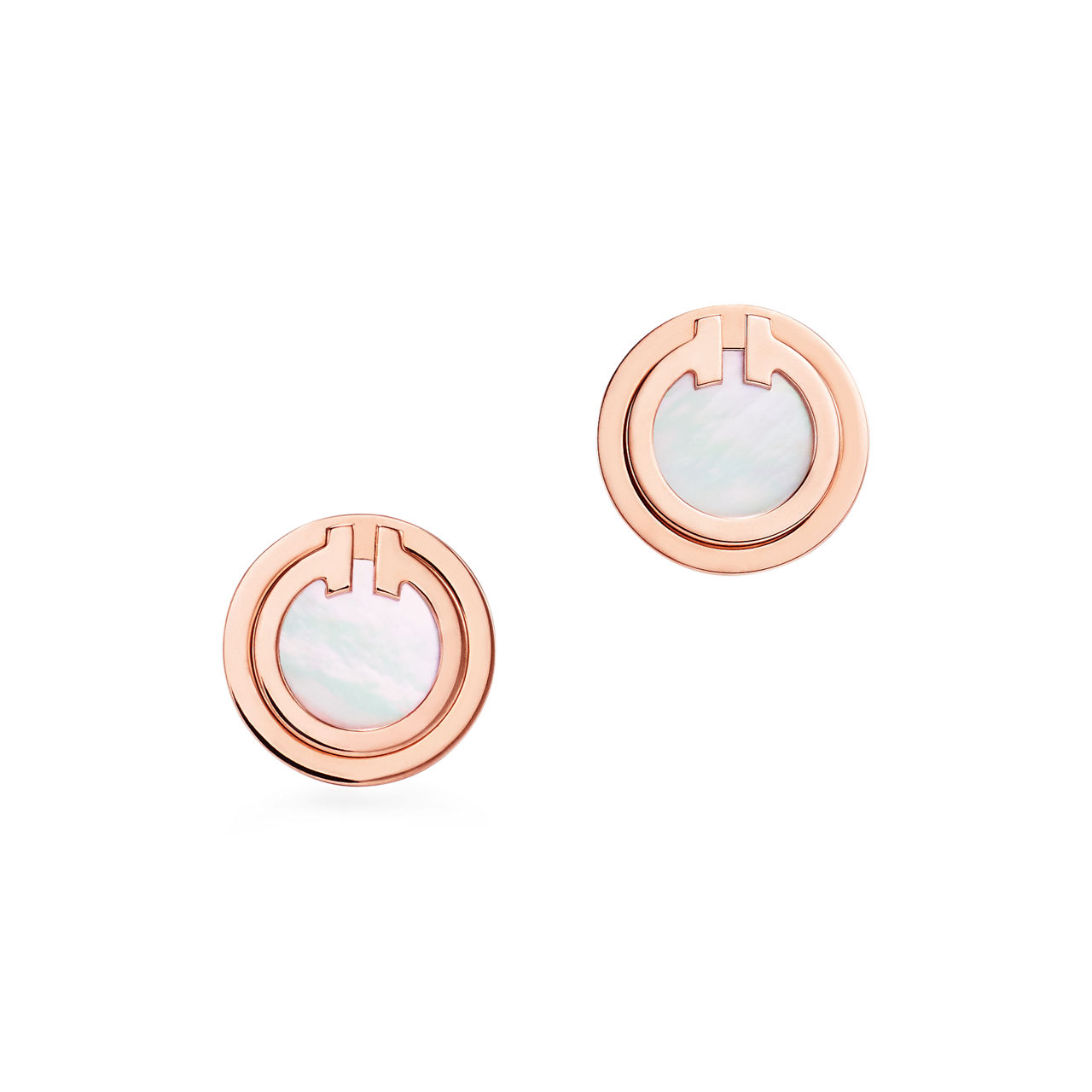 Tiffany T:Mother-of-pearl Circle Earrings in Rose Gold image number 0