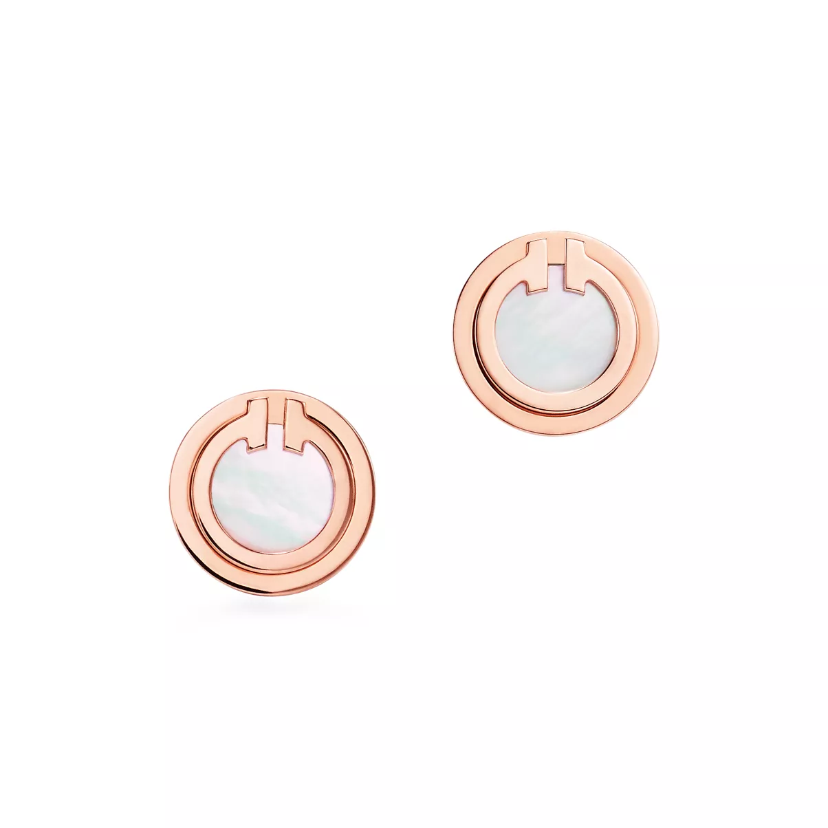 Mother-of-pearl Circle Earrings in Rose Gold